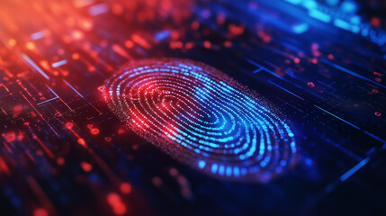Wizualizacja ukazująca logowanie przy użyciu dwuskładnikowego uwierzytelniania i zabezpieczeń biometrycznych, takich jak odcisk palca.