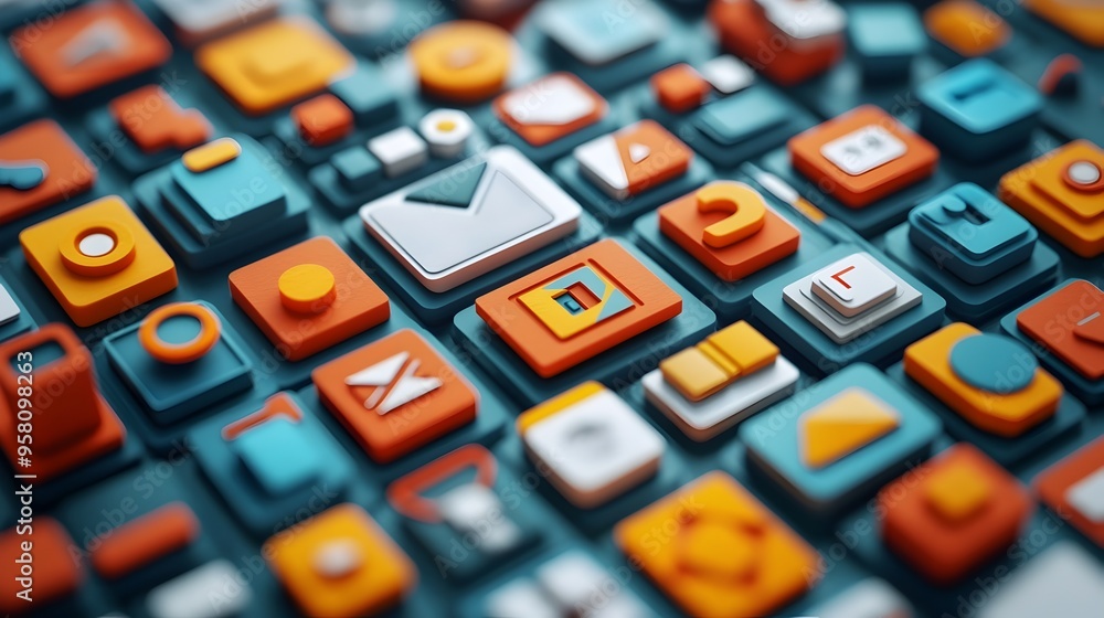 Poster flat scalable minimalist icons for presentation visuals and effective modern design
