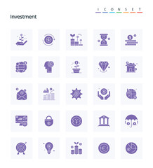 Creative Investment 25 Glyph Solid icon pack such as analysis, investing, target, idea