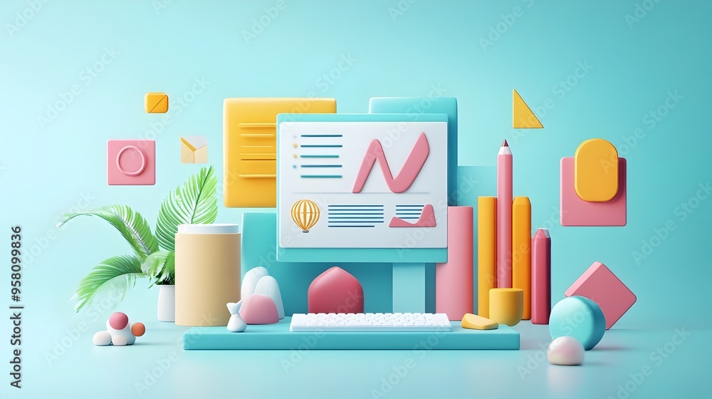 Poster sleek and modern 3d rendered presentation icons for business slides