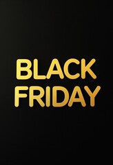 Black Friday text, yellow gold letters on black board