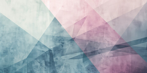 Softly blended abstract geometric design with intersecting lines in muted pink and blue.
