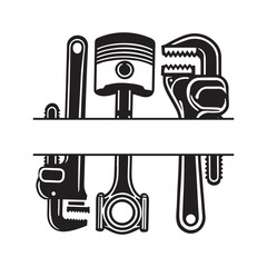 Mechanic Tools Sketch in Black and White
