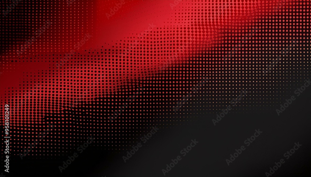 Poster black and red halftone background with grungy dots