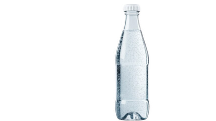 Glass Bottle of Sparkling Water with Abstract Background