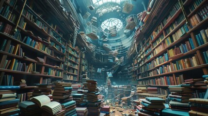 Surreal Library Bookshelf Interior Design