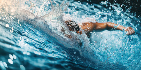 Dynamic swim action: motivational sportsmanship and powerful water motion in competitive swimming