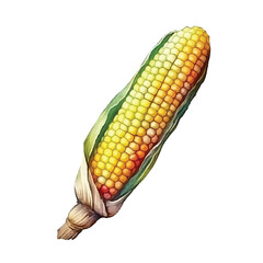 watercolor of corn isolated white background