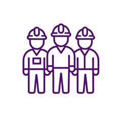 Illustration of Three Construction Workers in Line with Safety Helmets
