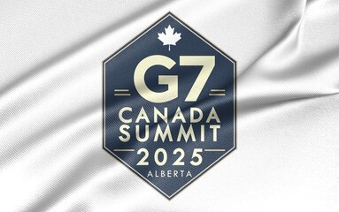 Flag G7 Canada, Flags The members of the G7, G7 2025 colors flag with Text, G7 summit Alberta...