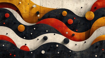 Obraz premium A colorful abstract painting with a wave pattern and a lot of circles