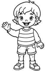 A child stands waving his hand8