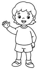 A child stands waving his hand2
