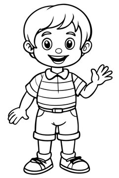 A child stands waving his hand7