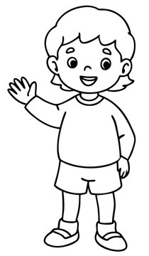A child stands waving his hand2