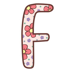 English letters combined with bright pastel flowers