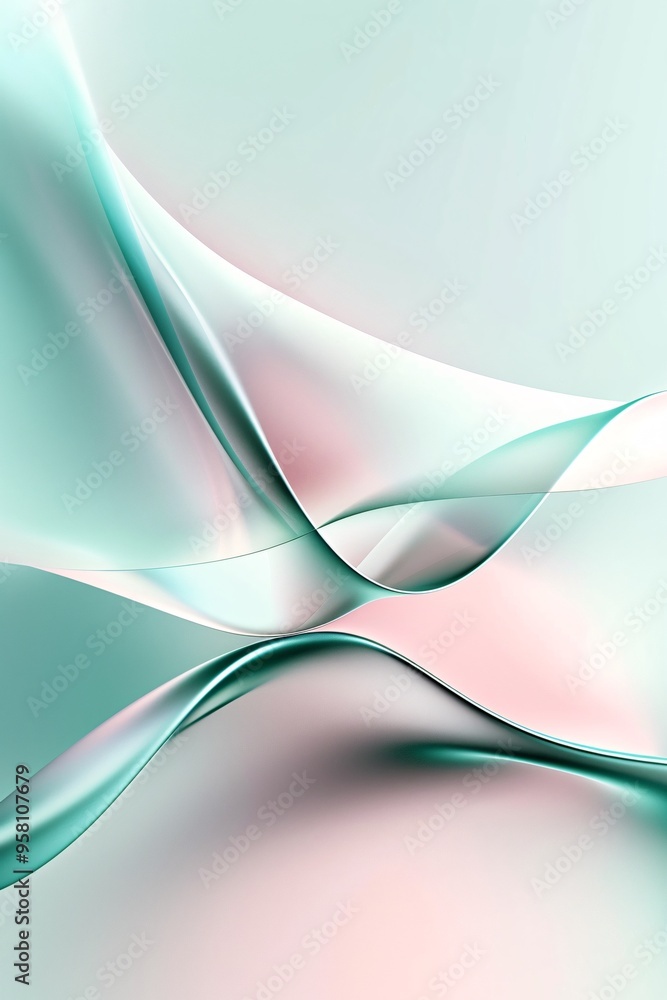 Poster a soft gradient background with a smooth transition from light green to pastel blue, creating a calm