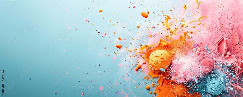 Poster a vibrant and textured background with bold splashes of color, creating an artistic and dynamic feel