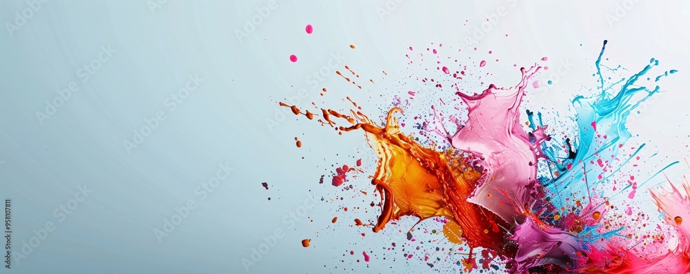 Poster a vibrant and textured background with bold splashes of color, creating an artistic and dynamic feel