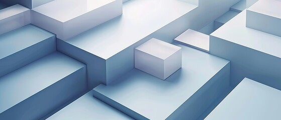 A white and blue image of blocks stacked on top of each other