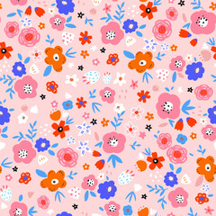 Seamless ditsy floral pattern. Botanical vector texture for fabric textile, apparel.