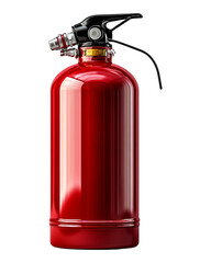 Bright red fire extinguisher on a white background, isolated on transparent background.