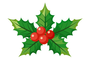 Christmas holly berry leaves vector art, Christmas leaves icon on white background