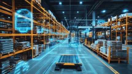 Fototapeta premium Modern Warehouse Automation with Advanced Technology