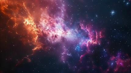 Fototapeta premium A Colorful Nebula with Stars in the Cosmos