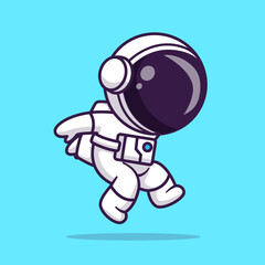 Obraz premium Cute Astronaut Jumping Cartoon Vector Icon Illustration Science Technology Icon Concept Isolated Premium Vector. Flat Cartoon Style