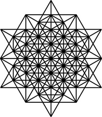 Grid of life symbol isolated on white background. Sacred geometry symbol concept