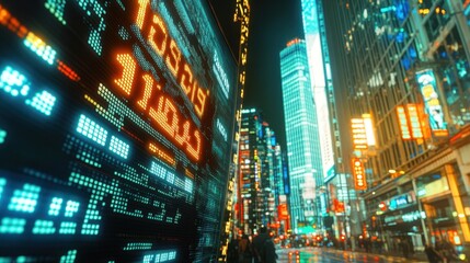 Obraz premium Vibrant Cityscape of Neon-Lit Skyscrapers and Billboards in Times Square, New York City
