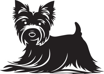 Yorkshire Terrier dog vector black silhouette design for T-Shirt