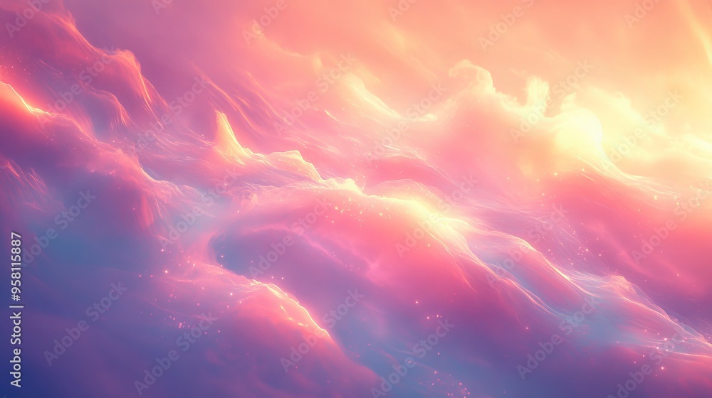 Aufkleber create an ethereal abstract backdrop with watercolor textures and flowing patterns, blending colors 