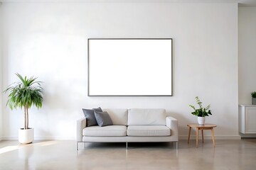 Minimalist Blank Frame Mockup With an Aesthetic Living Room