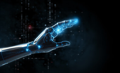 Science and technology artificial intelligence robot hand close-up