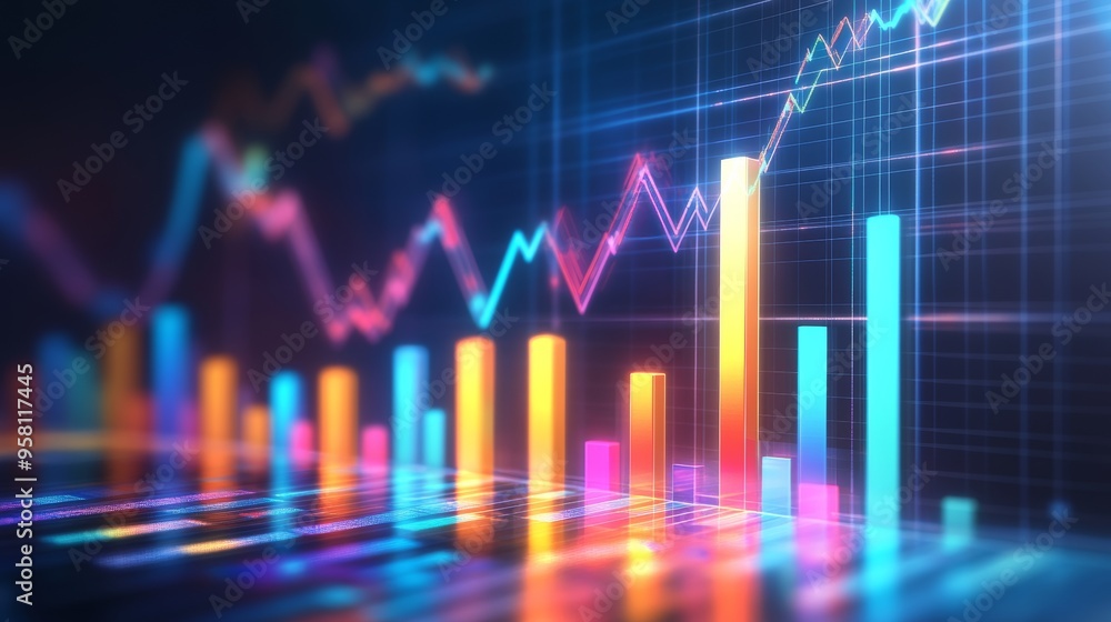 Poster this upward-trending bar graph with vibrant bars shows the steady increase in power usage over time,