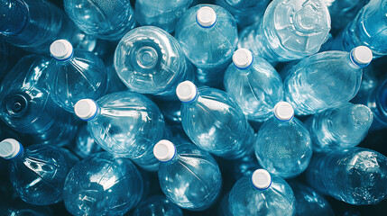 Full frame shot of large group of plastic bottles. top view