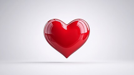 Glossy red heart shape on a clean white background. Perfect for love, romance, Valentine's Day, or healthcare themed designs.