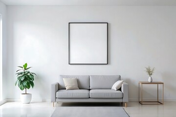 Minimalist Blank Frame Mockup With an Aesthetic Living Room