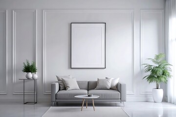 Minimalist Blank Frame Mockup With an Aesthetic Living Room