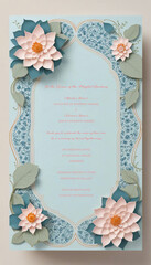 Elegant Mughal Garden-Themed Wedding Invitation with Floral Motifs, Perfect for Luxury Event Stationery