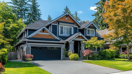 Morden container family homes in the beautiful naberhood, green energy, futuristic, real state concept, advertisement.