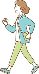 腕を振ってウォーキングする若い女性