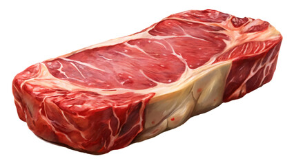 Raw beef steak, isolated on white background