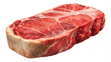 Raw beef steak, isolated on white background