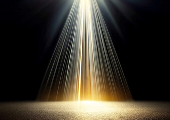 abstract golden background with magic light rays and bokeh effect