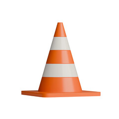 3D construction caution cone icon on transparent backgound. 3d rendered illustration with alpha channel	
