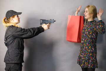 Security guard and shoplifter.