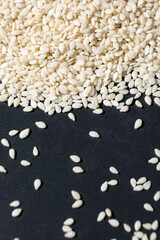 Macro kernels of white roasted sesame seeds.